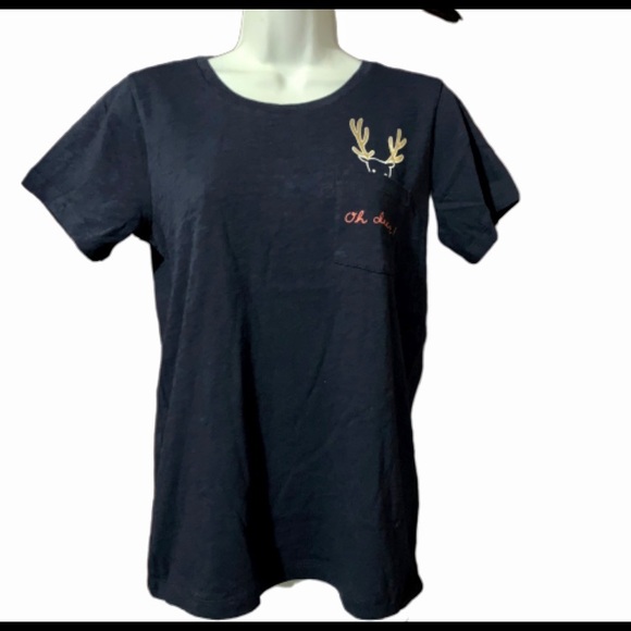 J Crew “OH DEER” Mercantile Tee Navy Blue Sz Small - Picture 9 of 10